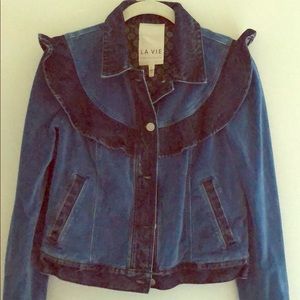 Rebecca Taylor La Vie Ruffle Denim Jacket